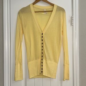 yellow button down cardigan